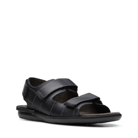 Clarks Ellison Bay 26148456 Mens Black Leather Strap Sport Sandals Shoes