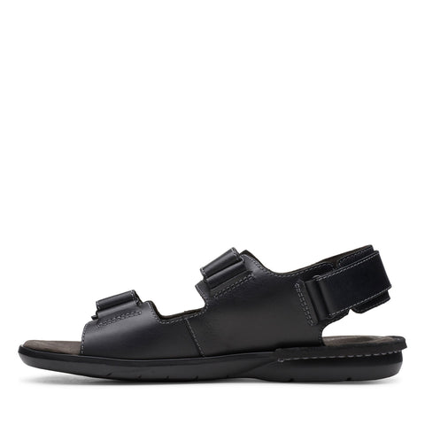 Clarks Ellison Bay 26148456 Mens Black Leather Strap Sport Sandals Shoes