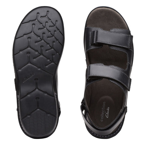 Clarks Ellison Bay 26148456 Mens Black Leather Strap Sport Sandals Shoes