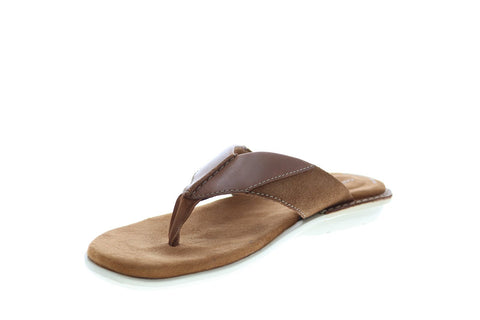 Clarks Ellison Easy 26148460 Mens Brown Leather Flip-Flops Sandals Shoes