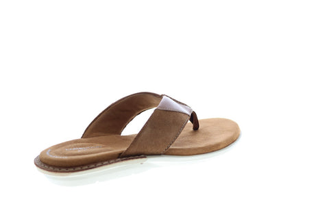 Clarks Ellison Easy 26148460 Mens Brown Leather Flip-Flops Sandals Shoes