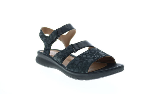 Clarks Un Adorn Ease 26148559 Womens Black Leather Strap Sandals Shoes