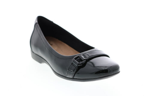 Clarks Un Darcey Go 26148561 Womens Black Leather Slip On Ballet Flats Shoes