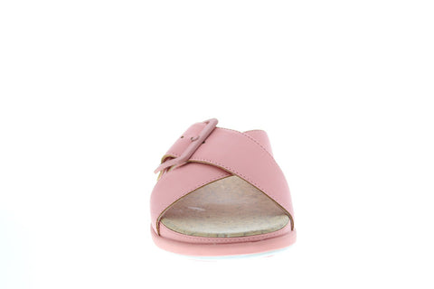 Clarks Step JuneShell 26148579 Womens Pink Leather Hook & Loop Slides Sandals Shoes