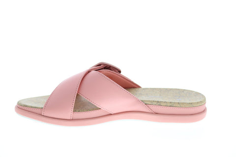 Clarks Step JuneShell 26148579 Womens Pink Leather Hook & Loop Slides Sandals Shoes