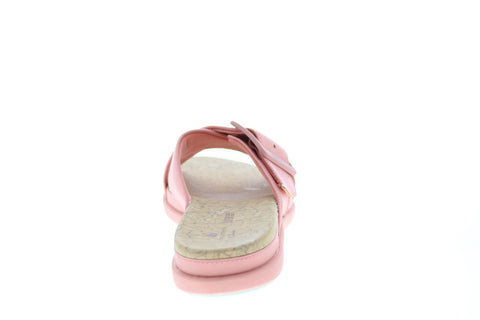 Clarks Step JuneShell 26148579 Womens Pink Leather Hook & Loop Slides Sandals Shoes