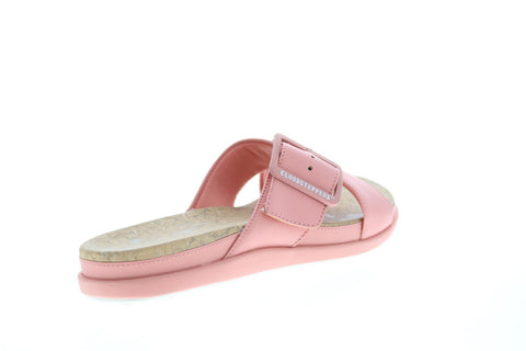 Clarks Step JuneShell 26148579 Womens Pink Leather Hook & Loop Slides Sandals Shoes