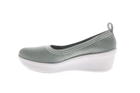 Clarks Step Rose Fern 26148605 Womens Green Canvas Slip On Ballet Flats Shoes