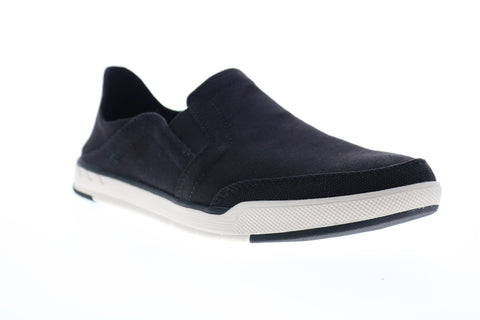 Clarks Step Isle Row 26148613 Mens Black Canvas Slip On Casual Loafers Shoes