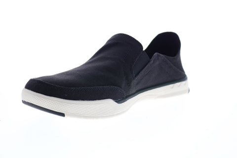 Clarks Step Isle Row 26148613 Mens Black Canvas Slip On Casual Loafers Shoes