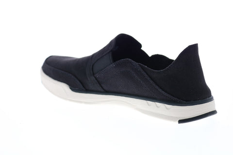 Clarks Step Isle Row 26148613 Mens Black Canvas Slip On Casual Loafers Shoes