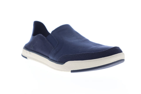 Clarks Step Isle Row 26148615 Mens Blue Canvas Slip On Casual Loafers Shoes