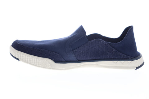 Clarks Step Isle Row 26148615 Mens Blue Canvas Slip On Casual Loafers Shoes