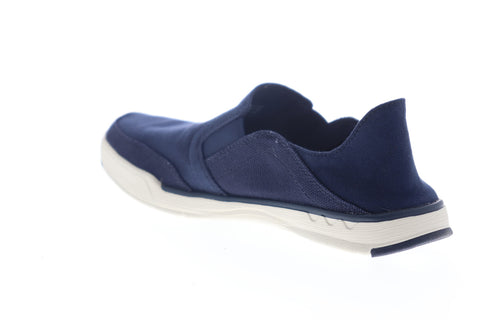 Clarks Step Isle Row 26148615 Mens Blue Canvas Slip On Casual Loafers Shoes