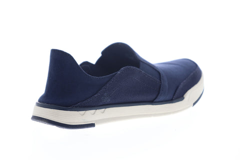 Clarks Step Isle Row 26148615 Mens Blue Canvas Slip On Casual Loafers Shoes