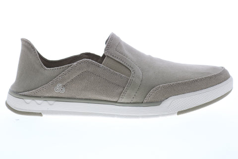 Clarks Step Isle Row 26148616 Mens Gray Canvas Slip On Casual Loafers Shoes