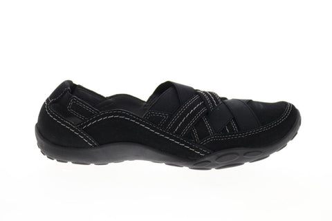 Clarks Haley Rose 26148645 Womens Black Wide Suede Lace Up Loafer Flats Shoes