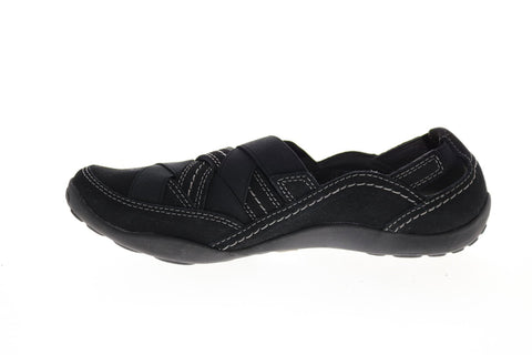Clarks Haley Rose 26148645 Womens Black Wide Suede Lace Up Loafer Flats Shoes