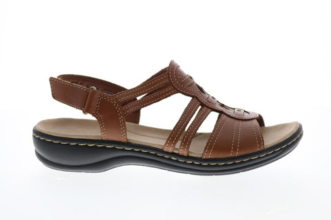 Clarks Leisa Janna 26148647 Womens Brown Wide Leather Slingback Sandals Shoes
