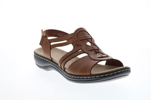 Clarks Leisa Janna 26148647 Womens Brown Wide Leather Slingback Sandals Shoes