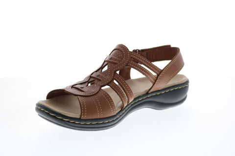 Clarks Leisa Janna 26148647 Womens Brown Wide Leather Slingback Sandals Shoes