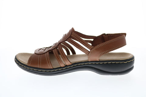 Clarks Leisa Janna 26148647 Womens Brown Wide Leather Slingback Sandals Shoes