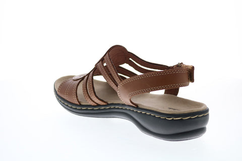 Clarks Leisa Janna 26148647 Womens Brown Wide Leather Slingback Sandals Shoes