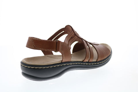 Clarks Leisa Janna 26148647 Womens Brown Wide Leather Slingback Sandals Shoes