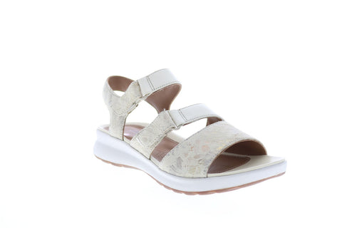 Clarks Un Adorn Ease 26148725 Womens Beige Leather Strap Sandals Shoes