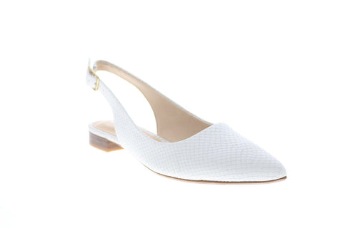 Clarks Laina15 Sling 26148861 Womens White Leather Slingback Flats Shoes