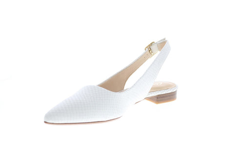 Clarks Laina15 Sling 26148861 Womens White Leather Slingback Flats Shoes