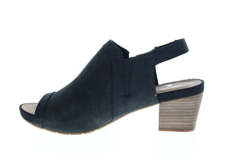 Clarks Um Palma Go 26149283 Womens Black Nubuck Strap Wedges Heels Shoes