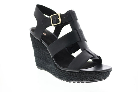 Clarks Maritsa 95 Glad 26149294 Womens Black Leather Wedges Heels Shoes