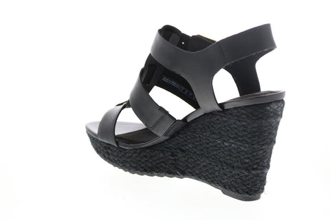 Clarks Maritsa 95 Glad 26149294 Womens Black Leather Wedges Heels Shoes