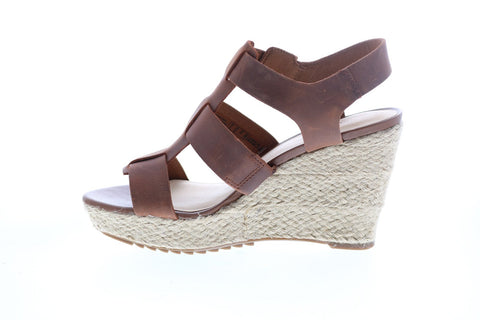 Clarks Maritsa 95 Glad 26149296 Womens Brown Wide Leather Wedges Heels Shoes