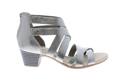 Clarks Valarie Dream 26149509 Womens Gray Leather Gladiator Sandals Shoes