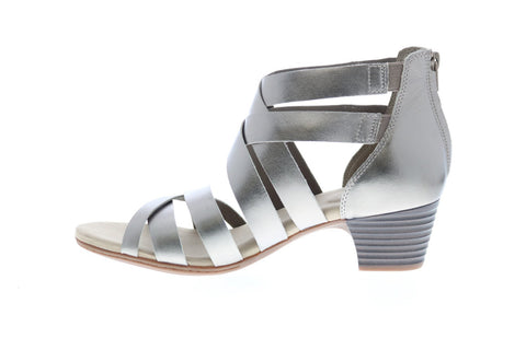 Clarks Valarie Dream 26149509 Womens Gray Leather Gladiator Sandals Shoes