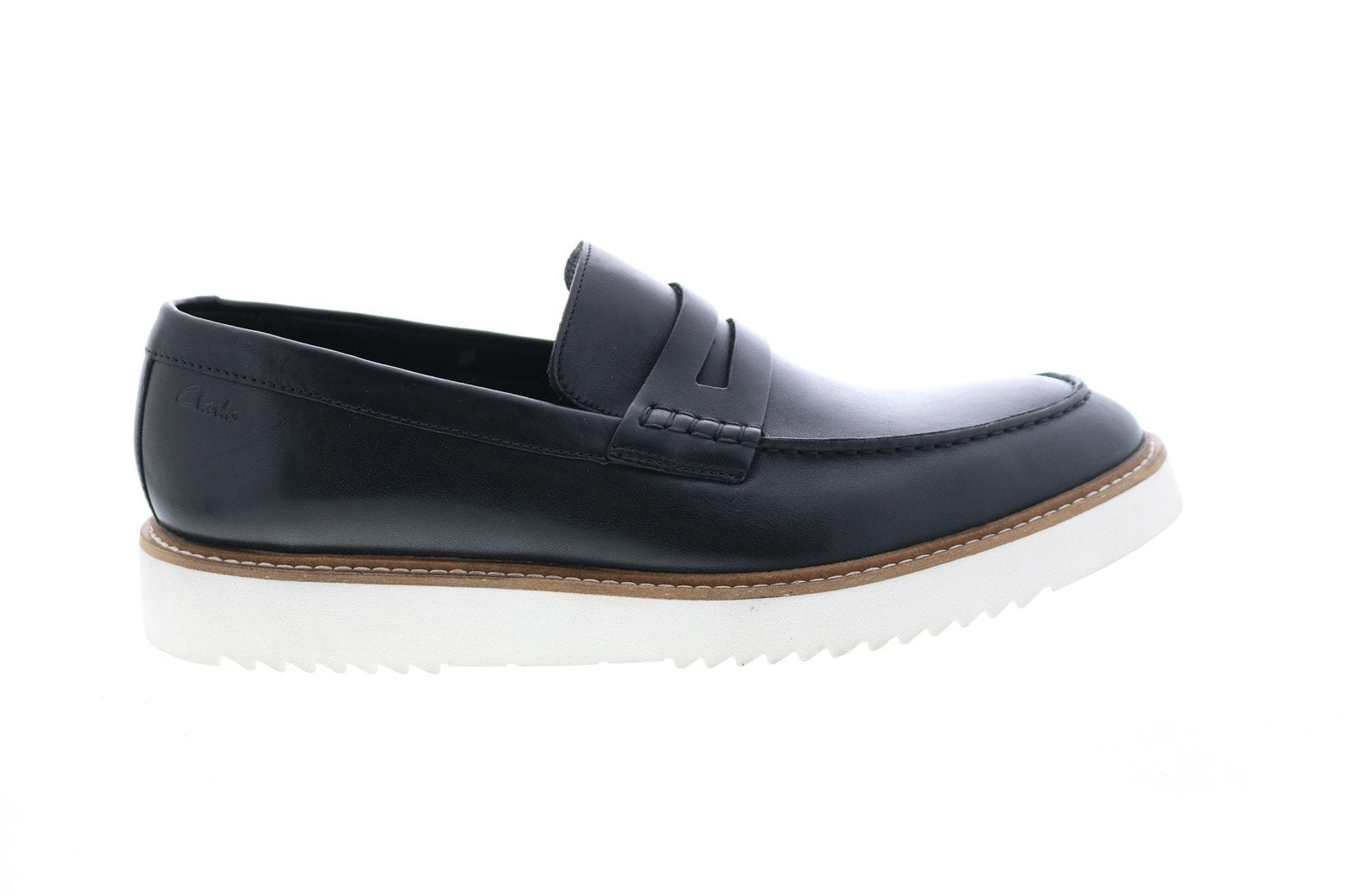 Clarks Ernest Free 26149516 Mens Black Leather Loafers Penny Shoes