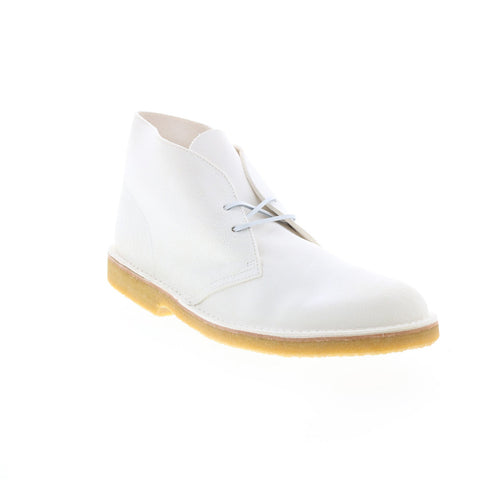 Clarks Desert Boot 26149524 Mens White Suede Lace Up Desert Boots