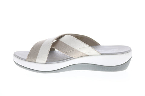 Clarks Arla Elin 26149527 Womens Brown Canvas Slip On Slingback Sandals Shoes