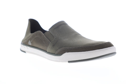 Clarks Step Isle Row 26149536 Mens Green Canvas Slip On Casual Loafers Shoes