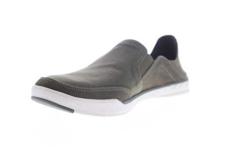 Clarks Step Isle Row 26149536 Mens Green Canvas Slip On Casual Loafers Shoes