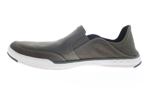Clarks Step Isle Row 26149536 Mens Green Canvas Slip On Casual Loafers Shoes