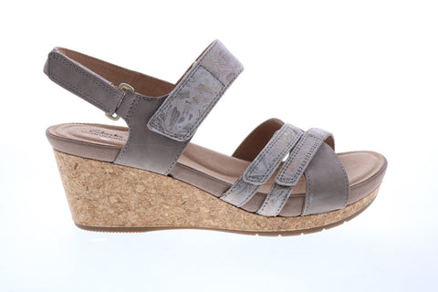 Clarks Un Capri Walk Combi 26149661 Womens Brown Leather Wedges Heels Shoes