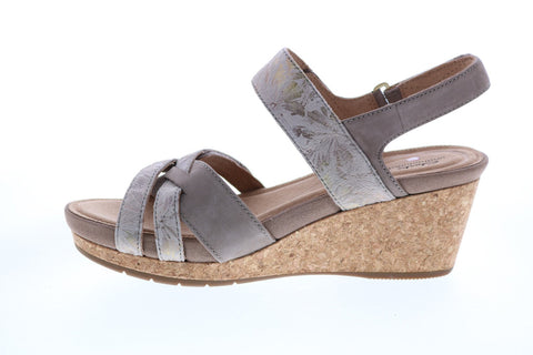 Clarks Un Capri Walk Combi 26149661 Womens Brown Leather Wedges Heels Shoes
