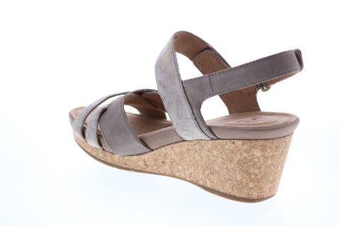 Clarks Un Capri Walk Combi 26149661 Womens Brown Leather Wedges Heels Shoes