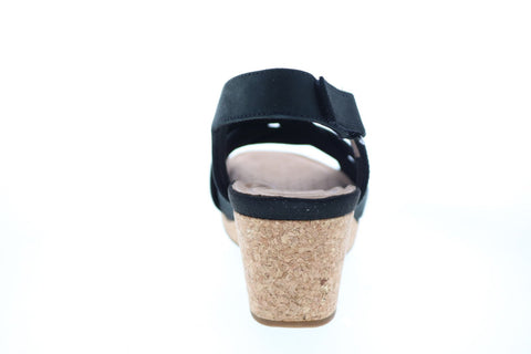 Clarks Un Capri Step 26149663 Womens Black Nubuck Strap Wedges Heels Shoes