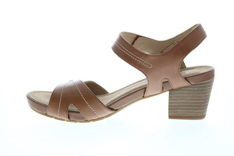 Clarks Un Palma Vibe 26149690 Womens Brown Wide Leather Strap Heels Shoes