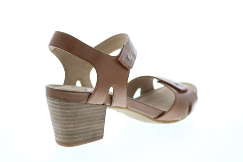 Clarks Un Palma Vibe 26149690 Womens Brown Wide Leather Strap Heels Shoes