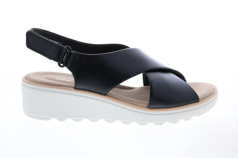 Clarks Jillian Jewel 26149741 Womens Black Leather Strap Sandals Shoes